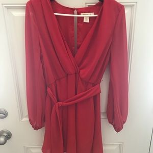 Red long sheer sleeve